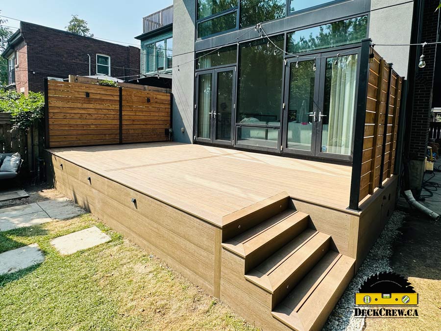 Brown composite decking with stairs 