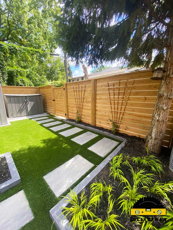 Pressure-Treated Fence with Bamboo Elements