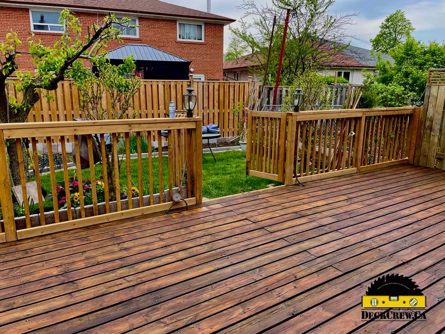 Staining done in Pecan colour preserved and elevated aged deck 