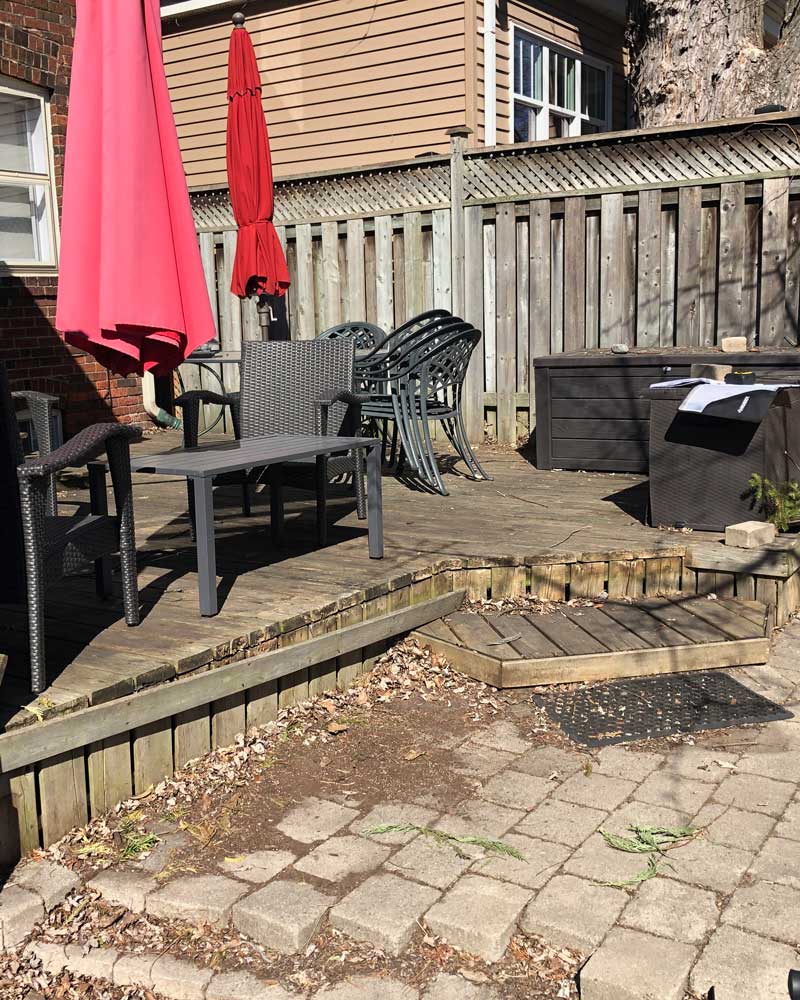 Old wooden deck in Bloor West Village